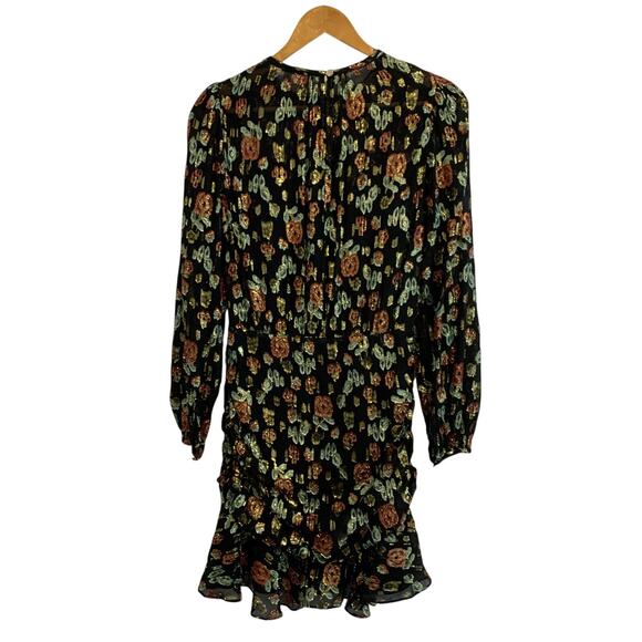 Veronica Beard Robin Black Floral Metallic Foil Mini Dress - Picture 2 of 11